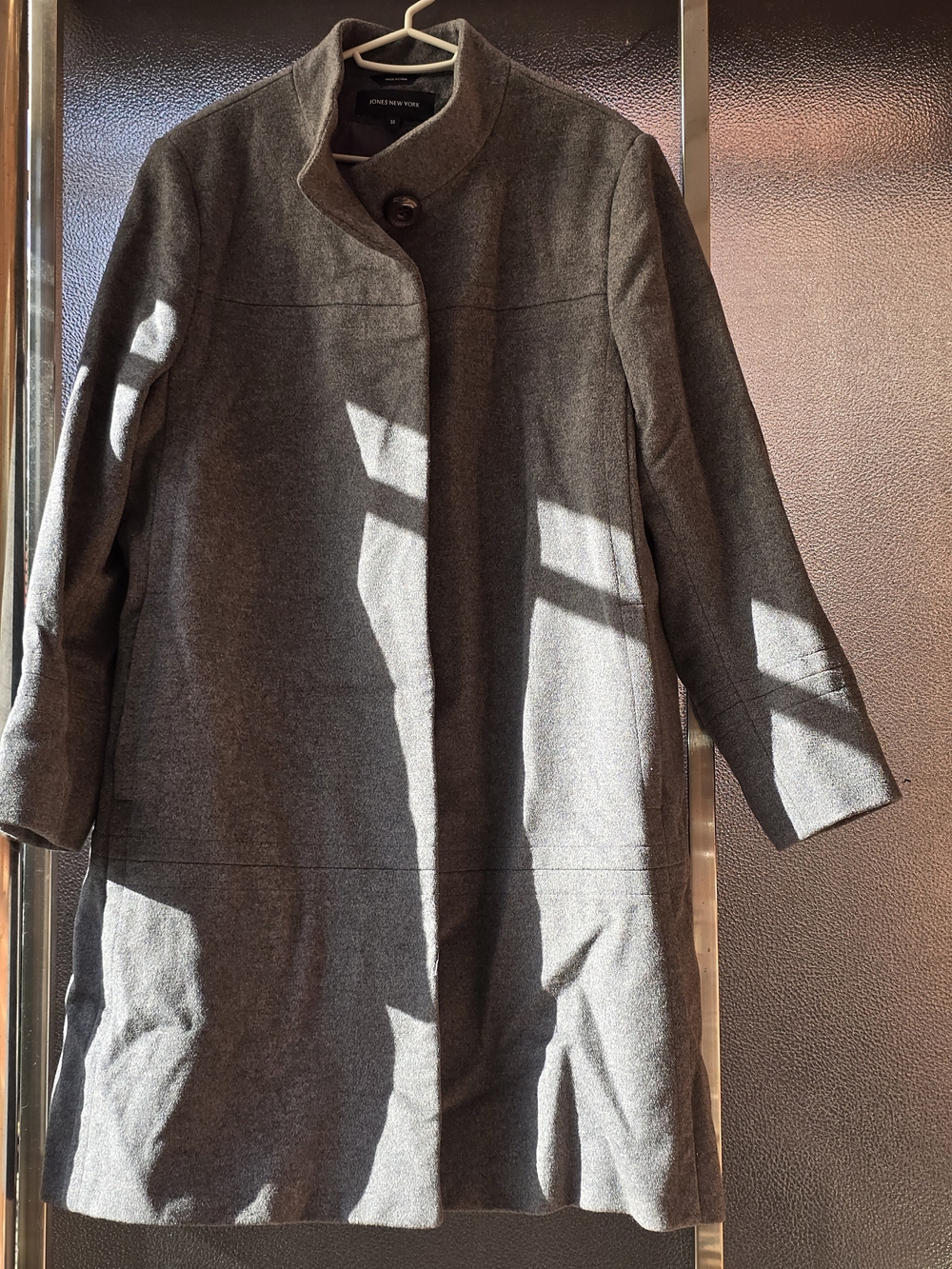 Jones New York Charcoal Gray Stand-Collar Trench Coat